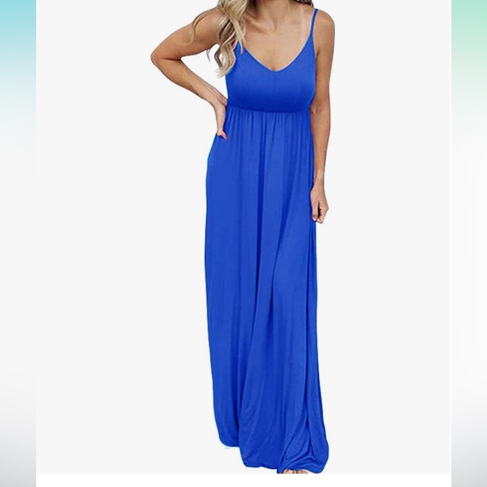 Roselux Women's Sleeveless Summer V Neck Adjustable Spaghetti Strap Casual
